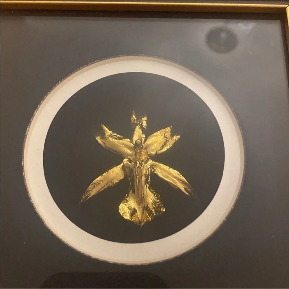 Gold orchid Framed Floral Wall Accent
